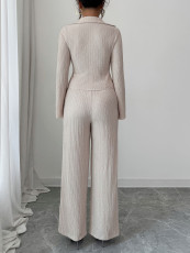 Solid Color Flare Sleeve Two Piece Pants Set HNIF-SY018