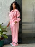Solid Color Long Sleeve Sweatshirt Two Piece Pants Set TK-6358