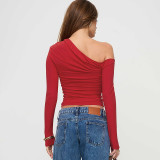 Long Sleeve Slash Shoulder Tops BLG-T5519240A