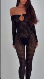 Pre Order: About 7 work days shipping Stripe Mesh Jumpsuit YUEM-202692