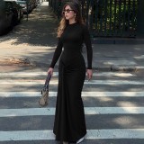 Long Sleeve Solid Color Maxi Dress BLG-D5619464K