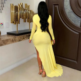Solid Color Long Sleeve Ruched Mini Dress YF-11132