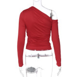 Long Sleeve Slash Shoulder Tops BLG-T5519240A