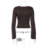 Long Sleeve Square Neck T Shirt BLG-T5920134K