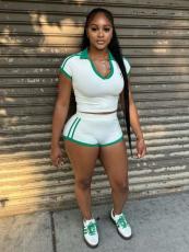 V Neck Short Sleeve Tops Sport Short Suit GTGE-MH1035