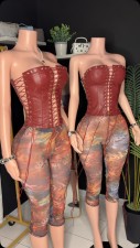 Pre Order: About 7 work days shipping Printed Mesh Seventh Pants YUEM-202694