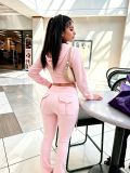 Solid Color Long Sleeve Hooded Pants Suit CM-60910