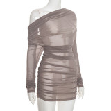 Sexy See Through Slash Neck Mini Dress GSZM-Y26DS353