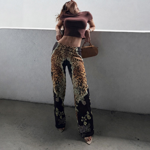Leopard Printed Drawstring Pants GZJQ-K6P18191A