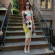 Printed Color Block Sling Midi Dress GZJQ-K6D17523A