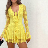 Solid Color Lace Ruffles Mini Dress GSZM-D26DS402