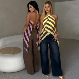 Irregular Halterneck Backless Tie Up Top GZJQ-K6L18005A