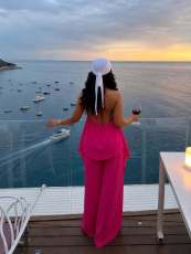 Solid Color Sleeveless Backless Pants Suit GFXI-fx971