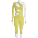 Hollow Out Single Shoulder Seventh Jumpsuit MXBF-D26JP379