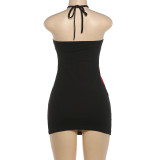 Color Block Sleeveless Halterneck Mini Dress GZJQ-K6D19110A