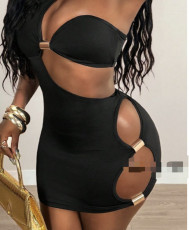 Sexy Single Shoulder Ruched Mini Dress GFCF-1592