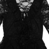 Solid Color Lace Ruffles Mini Dress GSZM-D26DS402