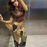 Leopard Printed Drawstring Pants GZJQ-K6P18191A