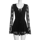 Solid Color Lace Ruffles Mini Dress GSZM-D26DS402