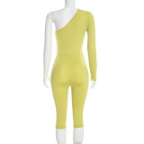 Hollow Out Single Shoulder Seventh Jumpsuit MXBF-D26JP379