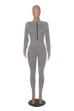 Long Sleeve Zipper Solid Sport Jumpsuit SFY-935