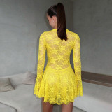 Solid Color Lace Ruffles Mini Dress GSZM-D26DS402