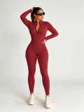 Long Sleeve Zipper Solid Sport Jumpsuit SFY-935