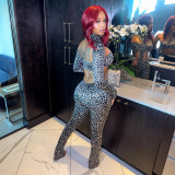 Leopard Printed Hollow Out Jumpsuit GZJQ-K6Q18818A