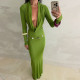 Long Sleeve Solid Color Maxi Dress GZJQ-K6D18503A