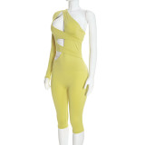 Hollow Out Single Shoulder Seventh Jumpsuit MXBF-D26JP379