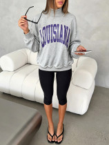 Letter Printed Long Sleeve Loose Pullover YWXS-K26L2927