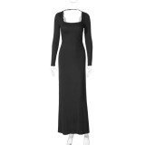 Lace Patchwork Square Neck Maxi Dress LJSF-D6922441H