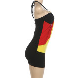 Color Block Sleeveless Halterneck Mini Dress GZJQ-K6D19110A