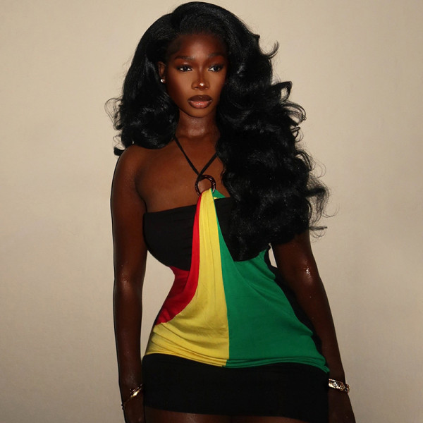 Color Block Sleeveless Halterneck Mini Dress GZJQ-K6D19110A