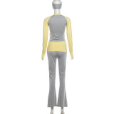 Contrast Color Long Sleeve Two Piece Pants Set(With Headscarf) DLSF-K6S17613A