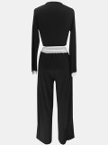 Contrast Color Long Sleeve Pants 2 Piece Set SFY-931