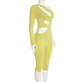 Hollow Out Single Shoulder Seventh Jumpsuit MXBF-D26JP379