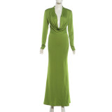 Long Sleeve Solid Color Maxi Dress GZJQ-K6D18503A