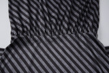 Slash Shoulder Stripe Long Sleeve Mini Dress LJSF-D6822425X