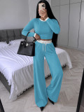 Contrast Color Long Sleeve Pants 2 Piece Set SFY-931