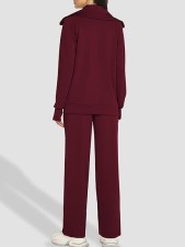 Plus Size Long Sleeve Zipper Sweatshirt Two Piece Pants Set GWHT-A99