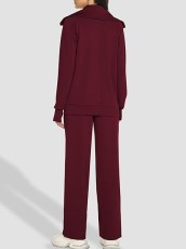 Plus Size Long Sleeve Zipper Sweatshirt Two Piece Pants Set GWHT-A99