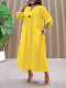 Plus Size Long Sleeve Loose V Neck Maxi Dress GAWE-6801