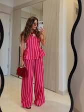 Stripe Sleeveless Vest Two Piece Pants Set  GFXI-fx1002
