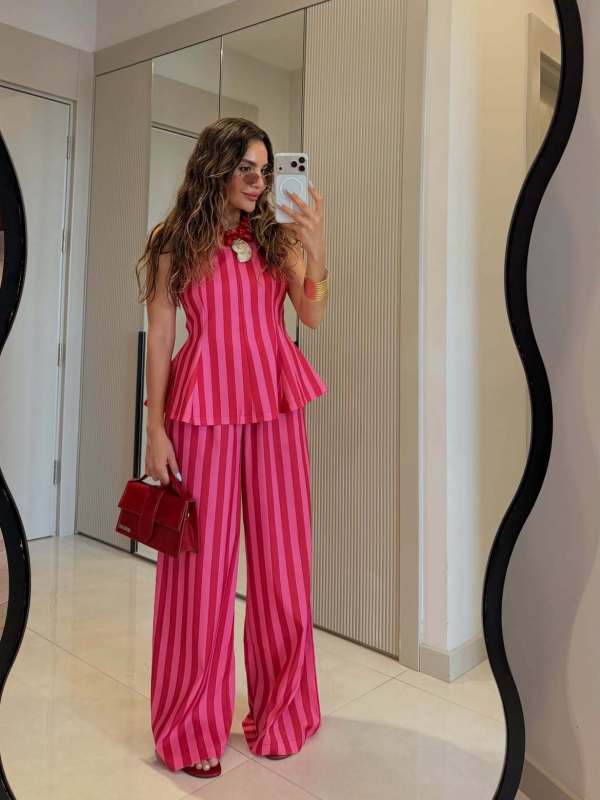 Stripe Sleeveless Vest Two Piece Pants Set  GFXI-fx1002