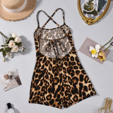 Leopard Printed Backless Sling Romper GNZD-60628JBZ