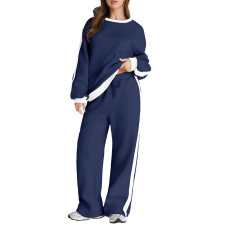 Color Block Long Sleeve Sweatshirt Pants Suit GWHT-A38