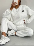 Plus Size Threaded Jacquard Long Pants Casual Two-piece Set GWHT-A23