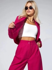 Long Sleeve Short Blazer Two Piece Pants Set GWHT-659