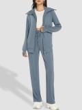 Plus Size Long Sleeve Zipper Sweatshirt Two Piece Pants Set GWHT-A99